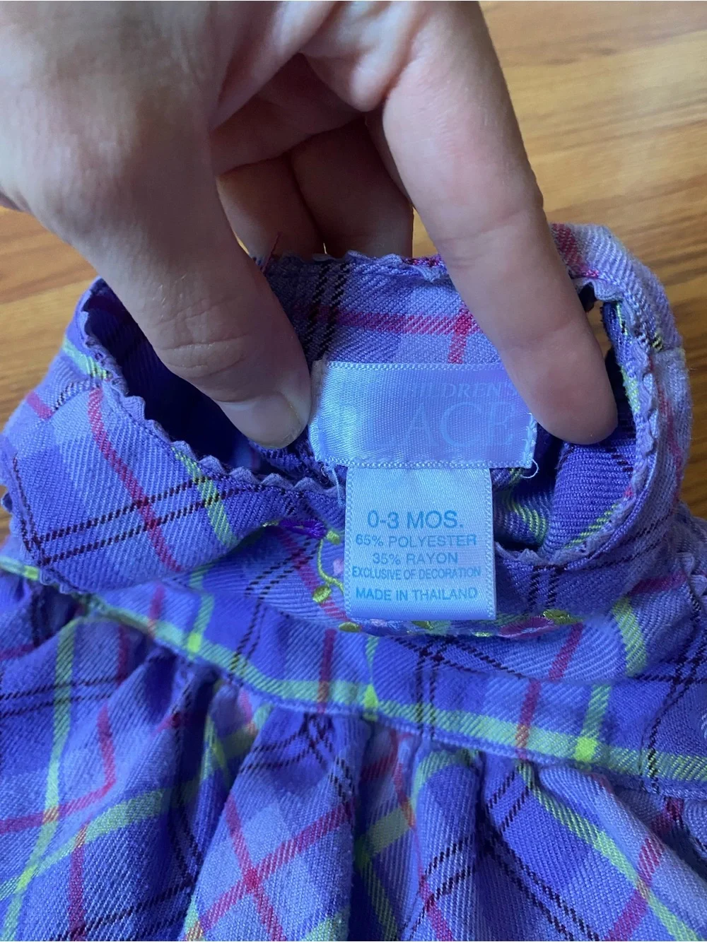 Y2K Purple Plaid Embroidered Baby Dress & Matching Hat